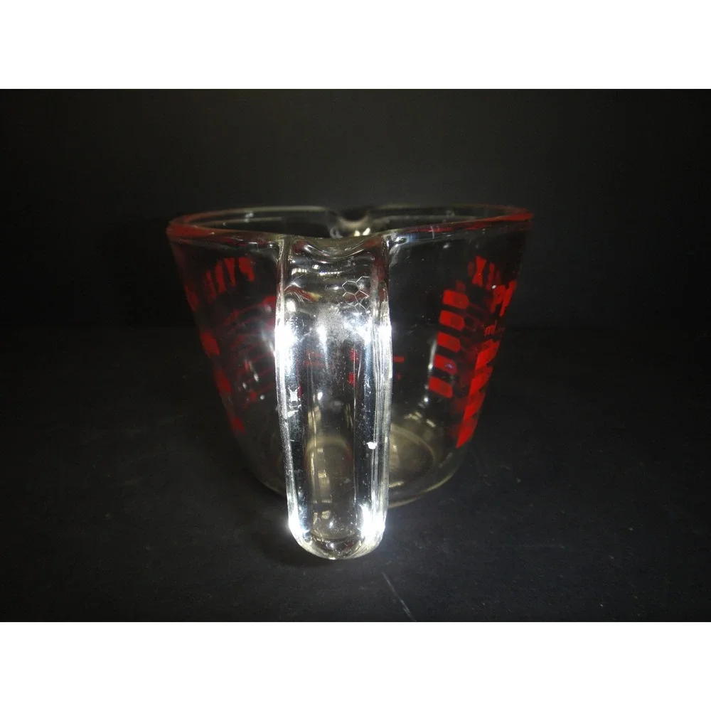 Vintage Pyrex 1 Cup Glass Measuring Cup Red Lettering Made in USA 8oz 250ml